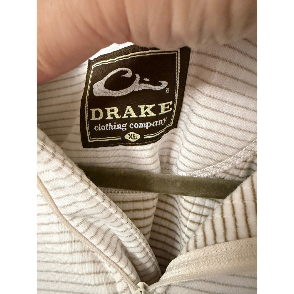 Drake Clothing Company Mens XL Striped Quarter Zip Hoodie Pullover Pockets - Picture 3 of 8